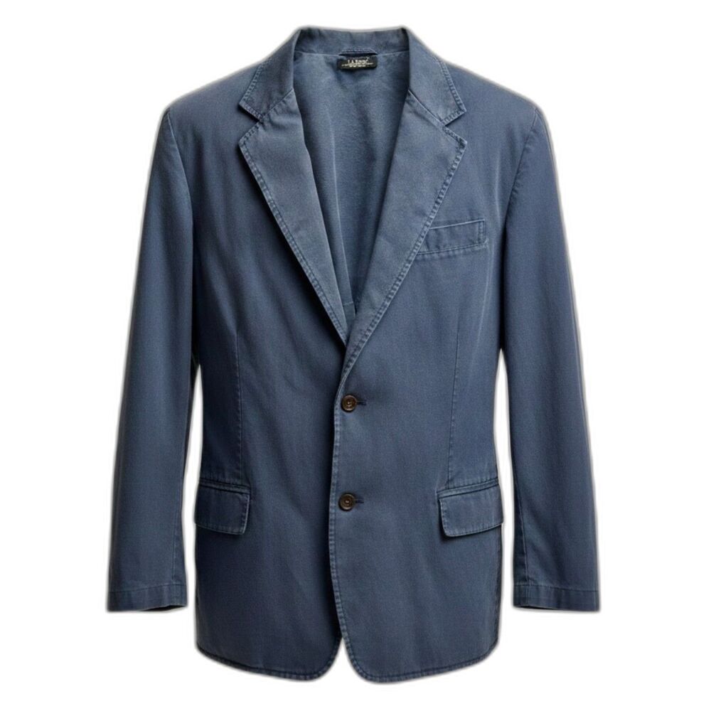 Vintage L.L.Bean Garment Dyed Travel Blazer Navy Soft Shoulder 44R